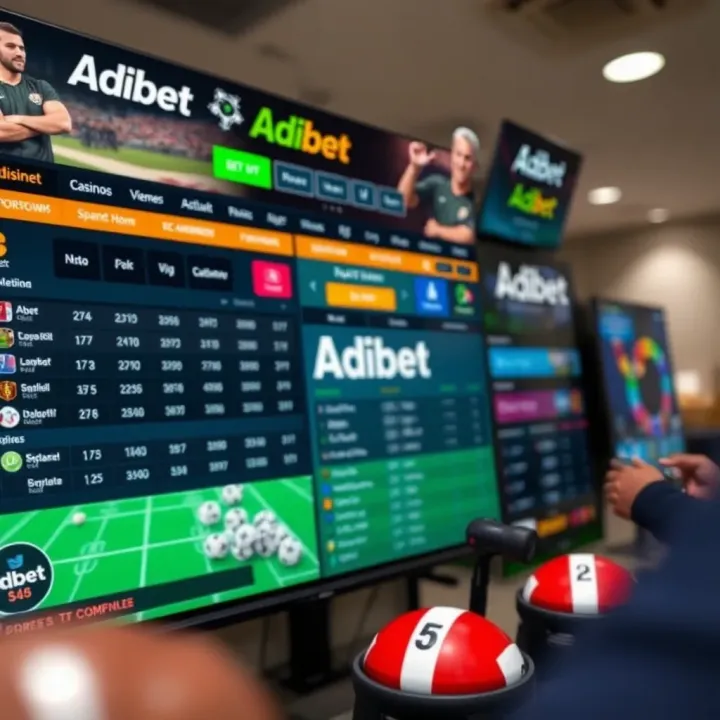 Mobile phone screen showing AdiBet app interface with sports betting options